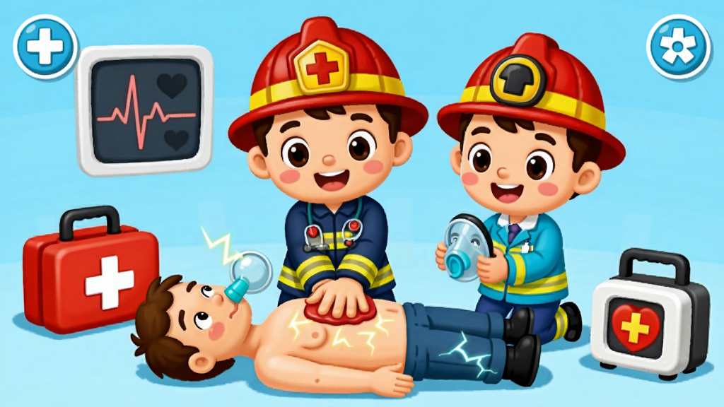 ��������Ӣ����Ϸ�п�ͨҽ��������Աһ��Ϊ����������ķθ��յĳ���������������Ա��ҽ��������Ϊ���й�ͼ��Χ�м������AED�����ǣ��Ű����������Ϊ��ͯ���ǿ�ͨ���ϸ�ڰ������ⰴѹ���ơ��˹��������֡��ĵ�ͼ���������������ɾ��޶���Ԫ��