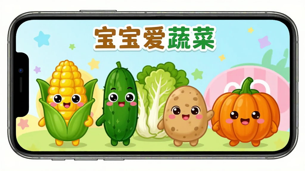 �������߲�APP����չʾ������ΪQ�ȿ�ͨ�߲˽�ɫ���׻ƹϰײ������Ϲ��ų�һ�ţ�����Ϊ����ֻ���Ļ��ͼ���Ű�����������ʾ�������ơ��������߲ˡ������Ϊ��ͯ��̿�ͨ���ϸ�ڰ����߲���Ц���Ͳ�ɫ���������ʸ��壬�ɾ����޶���Ԫ��