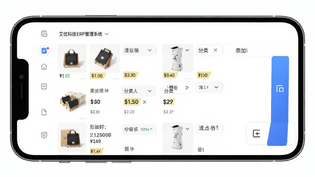 ���ſƼ�ERP����ϵͳ��Ʒ�ϼܽ��棬����Ϊ�ֻ���Ļչʾ��Ʒ�б������Ӱ�ť�����־��У��Ű�Ϊ���½ṹ�����Ϊ�ִ���Լ����磬ϸ�ڰ�����Ʒ����ͼ���۸��ǩ������ѡ����������ɾ��޶���Ԫ��