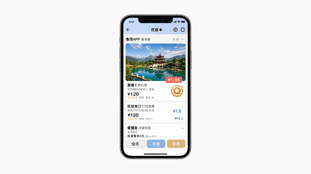 ����APP�ֻ�����չʾ������Ϊ�ֻ���Ļ����ʾ������Ʊ������Ԥ��ҳ�棬����Ϊ��������չʾ���Ű��࣬���Ϊ�ִ���ƽ����ƣ�ϸ�ڰ�������ͼƬ���۸��ǩ�ͻ�Ա��ʶ�������������ɾ����޶���Ԫ��