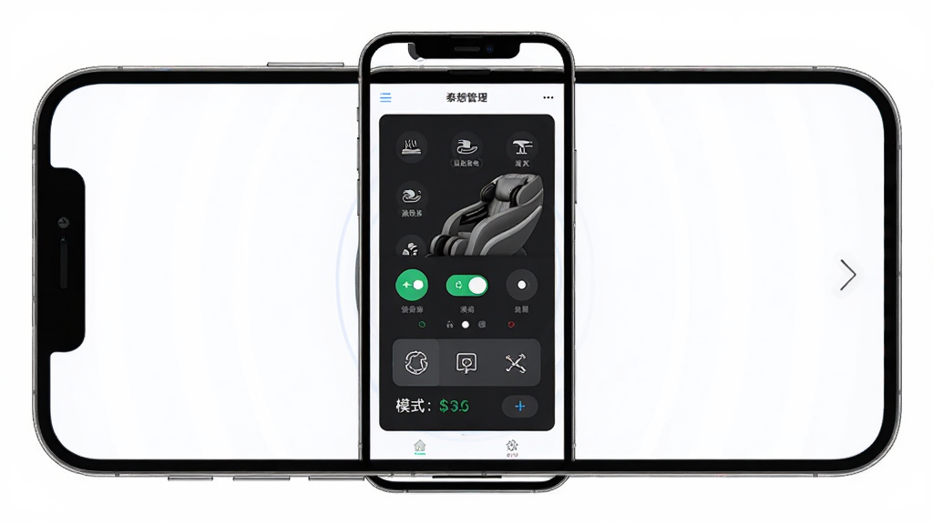 ̩���APP�豸��������չʾ������Ϊ�ֻ���Ļ��ʾ��Ħ�ο�����壬���־��У��Ű����������Ƽ���Լ��ϸ�ڰ����豸ͼ�ꡢ���ذ�ť��ģʽѡ����ʸ��壬�ɾ����޶���Ԫ��