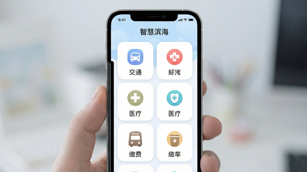 �ǻ۱���APP���������ҳ�棬�ֻ�����չʾ��ͨ��ҽ�ơ��ɷѵ�ͼ�꣬�������룬�������ǳɫ��ϸ�ھ��£����ʸ��壬�ɾ����