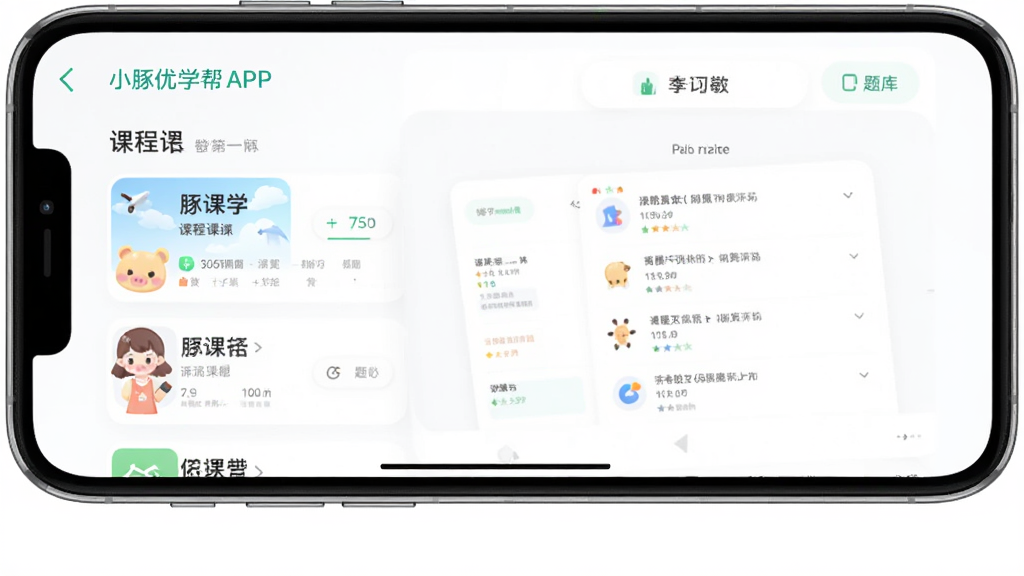 С����ѧ��APP�����ͼ��չʾ�γ��б������ҳ�棬�ֻ���Ļ���У�ǳɫ����������Ű棬ѧϰ��Ӧ�÷�񣬻����������ɾ����޶���Ԫ��