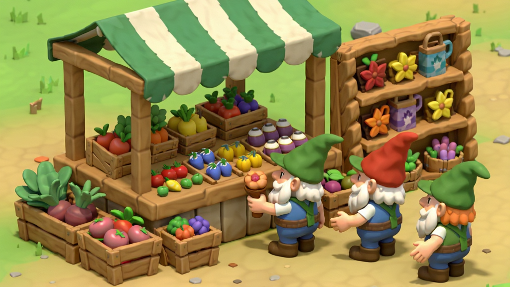 Idle Gnome Garden ���õؾ�ũ�� ũó�г�̯λ ٪��˿��Ŷӹ��� ��Ʒչʾ�� ��ͨ��Ӫ���� ϸ�ڷḻ ���ʸɾ� �޶���Ԫ��