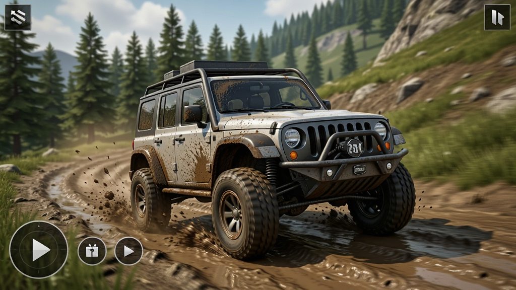 ����SUV��ʻģ������Ϸ����,������һ��ԽҰSUV����Ţɽ·����ʻ,����Ϊ���й�ͼ,�Ű�Ϊ��Ϸ��ͼ���,���Ϊ3Dдʵ��ʻģ��,ϸ�ڰ���������㡢��̥�����������������ֺ�ɽ��,���ʸ���,�ɾ�,�޶���Ԫ��