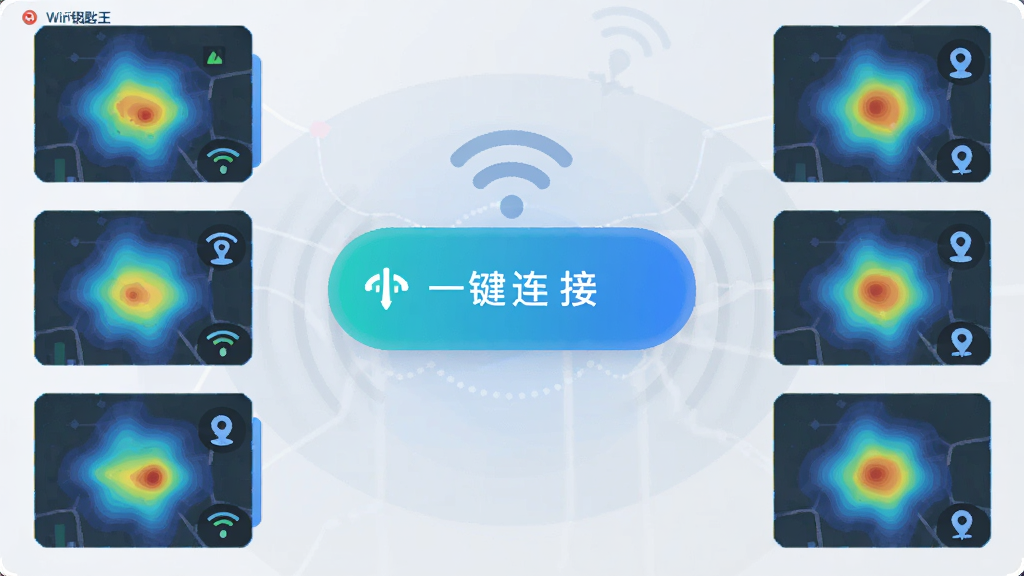 WiFiԿ�������������棬������ʾһ�����Ӱ�ť����Χ�����ȵ��ͼ����ͼ�����ּ�࣬�Ű���������ƽ���Ƽ����ϸ�����źŲ��ƺͶ�λͼ�꣬�����������ɾ����޶���Ԫ��