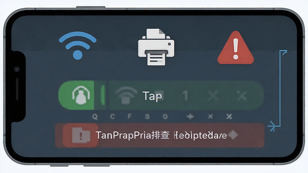 TapPrint�����Ų�ʾ��ͼ������Ϊ�ֻ���Ļ��ʾ����״̬�͹�����ʾ������Ϊ���½ṹ�����Ϊ����ƽ�磬ϸ�ڰ���Wi-Fiͼ�ꡢ��ӡ��ͼ�ꡢ��̾����ʾ�����ʸ��壬�ɾ��޶���Ԫ��
