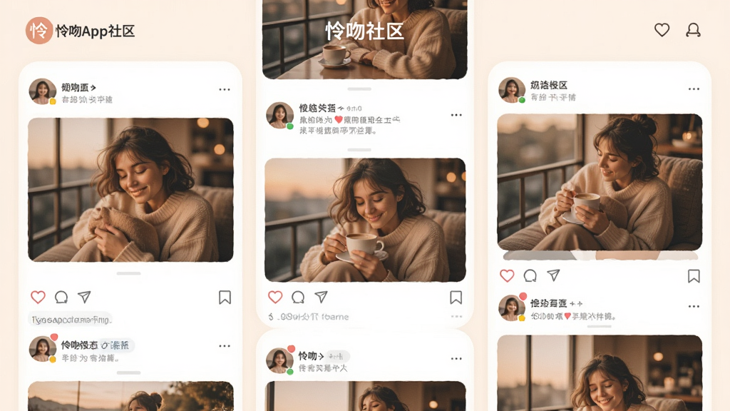 ����App��̬����ҳ�棬չʾ�û�������������Ƭ�ͻ������ۣ�����Ϊ�ٲ�����Ƭ�����ůɫ�������廭�ʣ��ɾ�������Ԫ��