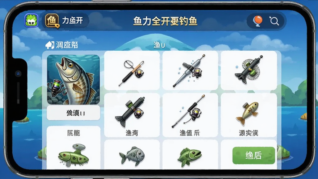 鱼力全开钓鱼 安卓版 渔具装备管理界面