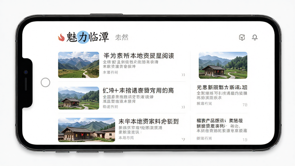 魅力临潭 本地资讯阅读界面 手机屏幕展示 新闻列表 布局清晰 排版整洁 扁平化设计风格 细节丰富 高清画质 干净无多余元素