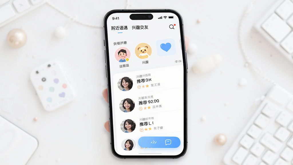 �������� ��Ȥ����APP����չʾ������Ϊ�ֻ���Ļ����ʾ��Ȥ��ǩ���Ƽ��û��б�������Ϊ����չʾ���Ű������ˣ����Ϊ�ִ������罻�磬ϸ�ڰ���ͷ����Ȥͼ�ꡢ���찴ť�����ʸ��� �ɾ� �޶���Ԫ��