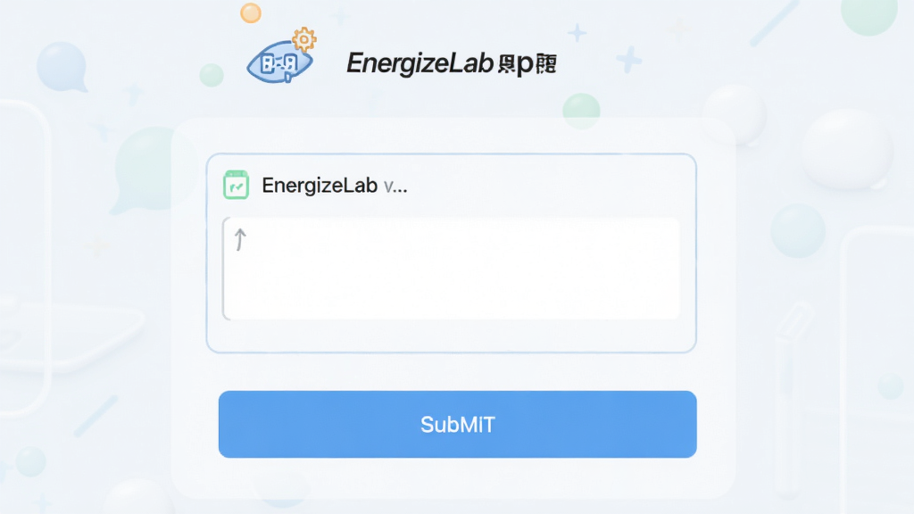 EnergizeLab应用内建议反馈页面,主体为反馈输入框与提交按钮,布局上下结构,排版整齐,风格清新浅色,细节包含文字输入区域与图标,画质高清干净无多余元素