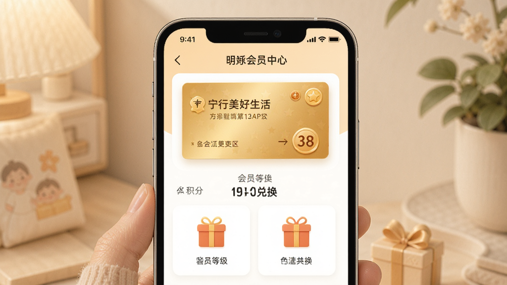 ������������App��Ա���Ľ��棬����Ϊ�ֻ���Ļչʾ��Ա�ȼ�����ֶһ������������½ṹ���Ű����룬�����ܰ���ʣ�ϸ�ڰ�����ɫ��Ա�����������ֺ���Ʒͼ�꣬�����������ɾ����޶���Ԫ��