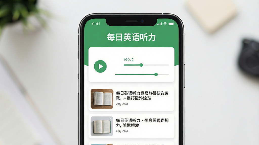 һ��Ӣ������ѧϰ�������棬�ֻ���Ļչʾÿ���Ƽ����������б���������