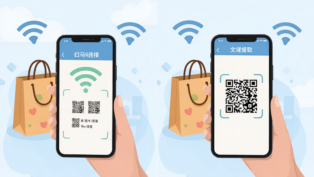 ��ά��һ��ɨ�������Ӧ��ͼ������Ϊ�ֻ�չʾWiFi���Ӻ�������ȡ���棬����Ϊ���ҷ����Աȣ��Ű����������Ϊ����廭��ϸ�ڰ����������WiFiͼ�꣬���ʸ���ɾ����޶���Ԫ��