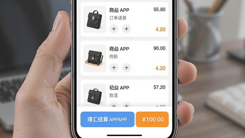 ��APP���ﳵ�붩��ҳ��չʾ������Ϊ�ֻ������е���Ʒ�嵥�ͽ��㰴ť������Ϊ���½ṹ���Ϸ���Ʒ�б��·��̶������������Ϊ��ˬǳɫ����磬ϸ�ڰ�����ƷСͼ�������Ӽ���ť���ܼ۸�������������������ɾ����޶���Ԫ��