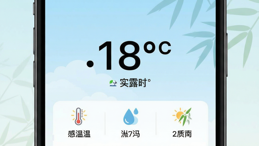 �ֻ���Ļ��ʾ��¶����Ӧ�ý��棬����������չʾʵʱ�¶ȣ��·���������¶�ʪ�ȿ�������ͼ�꣬����Ϊ����ɫ������գ����岼�ּ����ˬ����ƽ��UI���ϸ�����������ʸɾ��޶���Ԫ��