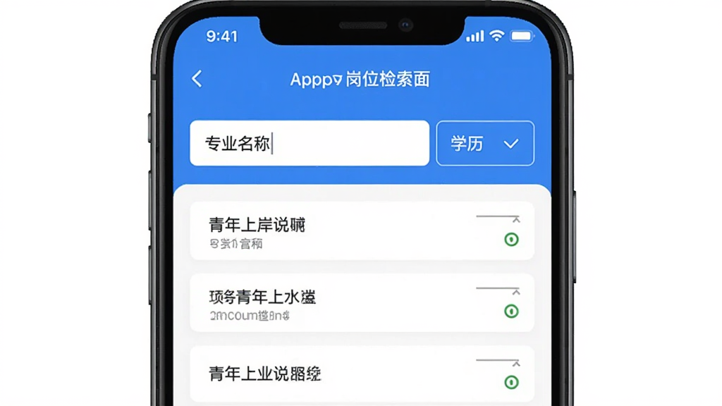 �����ϰ�˵App��λ����ҳ���ͼ���ֻ���Ļ����ʾרҵ����������ѧ��ѡ��ť��ɸѡ������б���ʽ���У���������������ɫ��ɫ�����ɾ��޶���Ԫ��