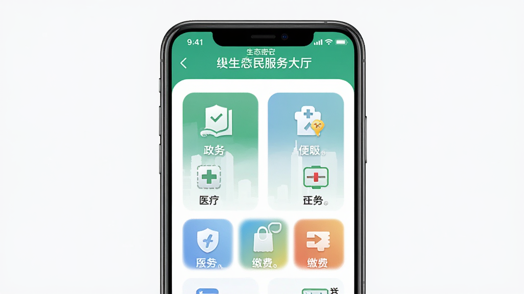 ��̬����App�������������棬����Ϊ�ֻ���Ļչʾ�������ͼ�꣬����Ϊ�ֻ�����չʾ���Ű���������������Լ����ϸ�ڰ�������ҽ�ơ��ɷѵ�ͼ�꣬�����������ɾ����޶���Ԫ��