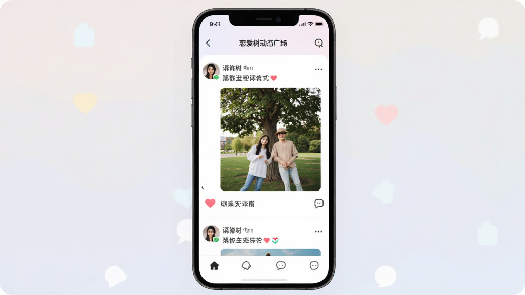 ��������̬�㳡ҳ�棬�ֻ���Ļչʾ�û���������Ƭ�����ֶ�̬�����а��ĵ��޺�����ͼ�꣬���沼�ּ�࣬ɫ����ͣ�����ִ��罻Ӧ�ã������������ɾ��޶���Ԫ��