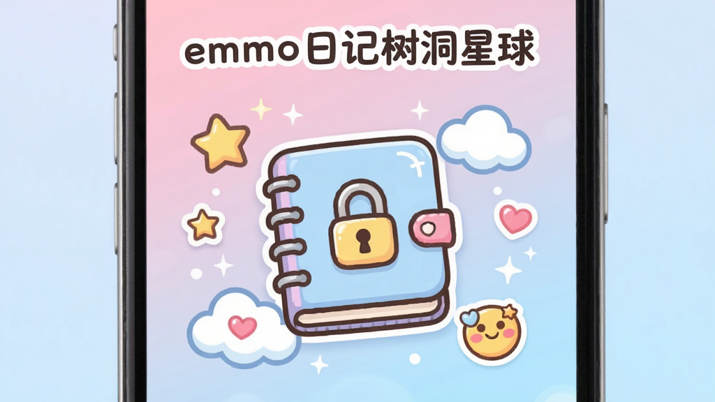 һ�����¿ɰ������ֻ��ռ�Ӧ�ý��棬����������ʾһ���������ռǱ�ͼ�꣬��Χ���������Ǻ��ƶ�װ�Σ���������͵ķ���ɫ���䣬���沼�ּ�࣬�����С�emmo�ռ������������֣����Ϊ��ͨ��ϵ��ϸ�ڰ���С�������ġ�������ֽԪ�أ����������ɾ����޶���Ԫ��