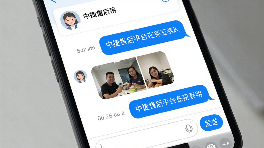 �н��ۺ�ƽ̨���߿ͷ�������棬����Ϊ�ֻ���Ļ��д�������Ϸ�Ϊ�ͷ�ͷ�������ƣ��м�Ϊ������ͼƬ�Ի����ݣ��·�Ϊ�����ͷ��Ͱ�ť���Ű����������Ϊ��ˬ�罻�磬ϸ�ڰ�����ɫ���ݡ���ɫ������ʱ��������ʸɾ����޶���Ԫ��