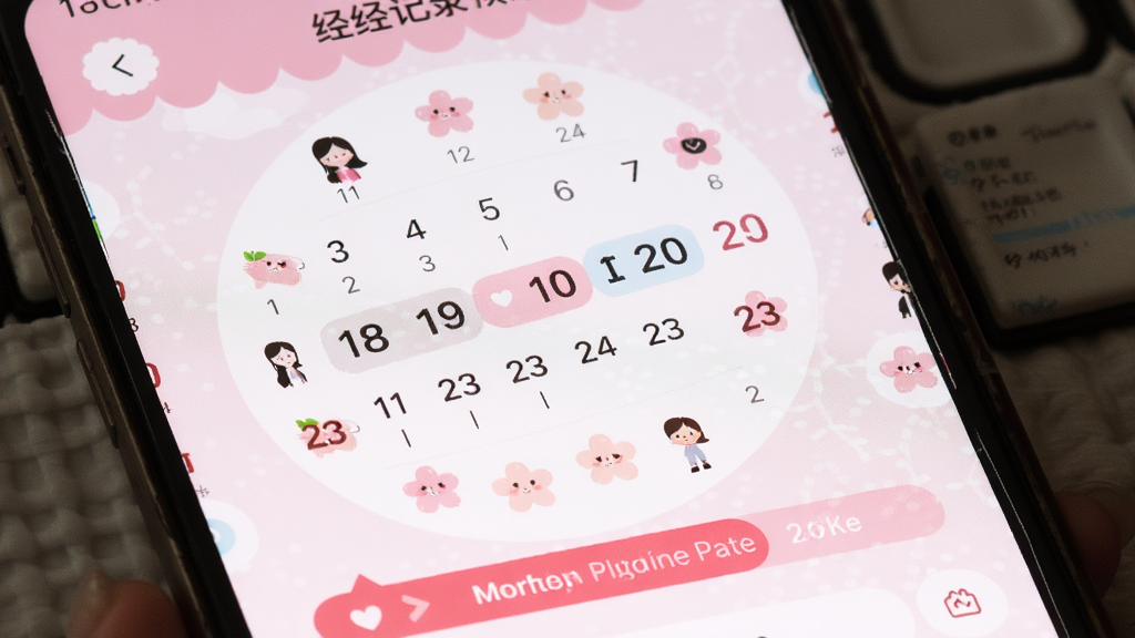 Ů������APP���ڼ�¼���棬��ɫ��ɫ����Բ������չʾ���ɰ�����ͼ�꣬����Ԥ�������ɾ����࣬���廭��