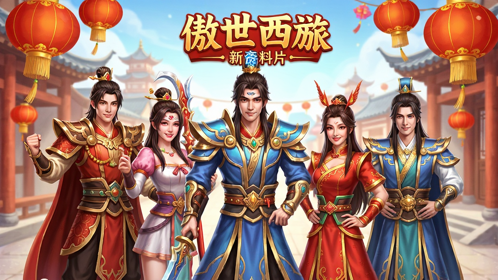 傲世西游 资料片 新炫装 新春场景 角色合影 喜庆氛围 明亮色彩 高清画质 干净无多余元素