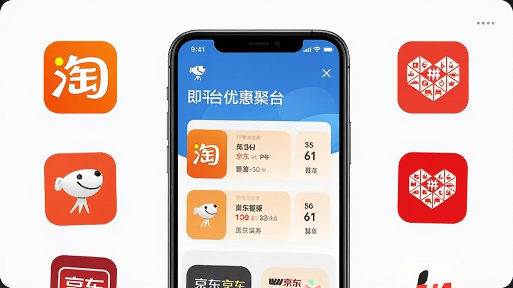 ��ʡApp��ҳչʾ��ƽ̨�Ż�ȯ�ۺϽ��棬�ֻ���Ļ���У���Χ�����Ա�����ƴ����ƽ̨ͼ�꣬��ƽ����Ʒ�񣬸ɾ���࣬��������