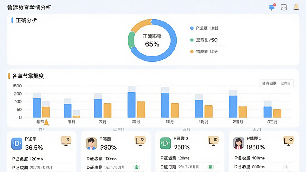³������Appѧ�����ҳ�棬����Ϊ����ͼ���ʹ����б��������Ϸ�Ϊ������ȷ��ͼ���м�Ϊ��״ͼչʾ���½����նȣ��·�Ϊ���⿨Ƭ�б����Ű����룬������½����磬ϸ�ڰ����ٷֱ����֡���Ŀͼ�ꡢ���ڱ�ǩ�����ʸ��壬�ɾ����޶���Ԫ��