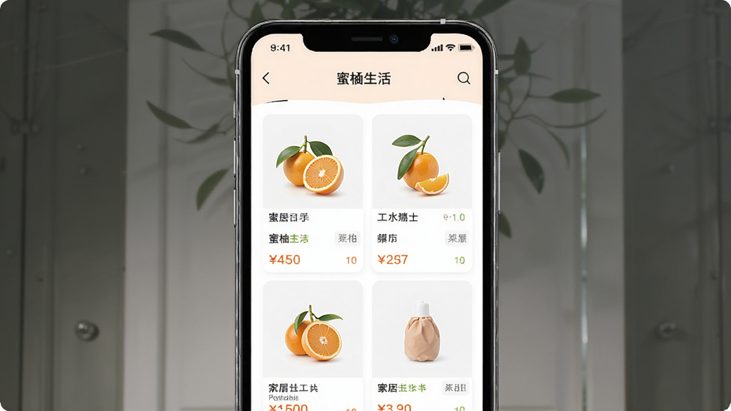 ��������APP��ҳ����չʾ������Ϊ�ֻ���Ļ����ʾ�Ҿ�����Ʒ�����б������־��У��Ű�����������Լ���£�ϸ�ڰ�����Ʒ����ͼ�ͼ۸��ǩ�����ʸɾ��޶���Ԫ��