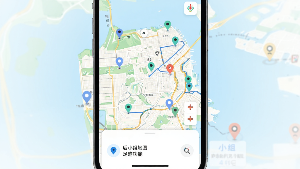 ��С���ͼ�㼣���ܽ��棬����Ϊ�ֻ���Ļ��ʾ��ͼ��ɢ�������ǵ㣬����Ϊȫ����ͼ�ӵײ���Ϣ��Ƭ���Ű��η��������Ϊ����ǳɫϵ��ϸ�ڰ�����λͼ�ꡢ·�����ߺ͵ص����Ʊ�ǩ�����������ɾ��޶���Ԫ��