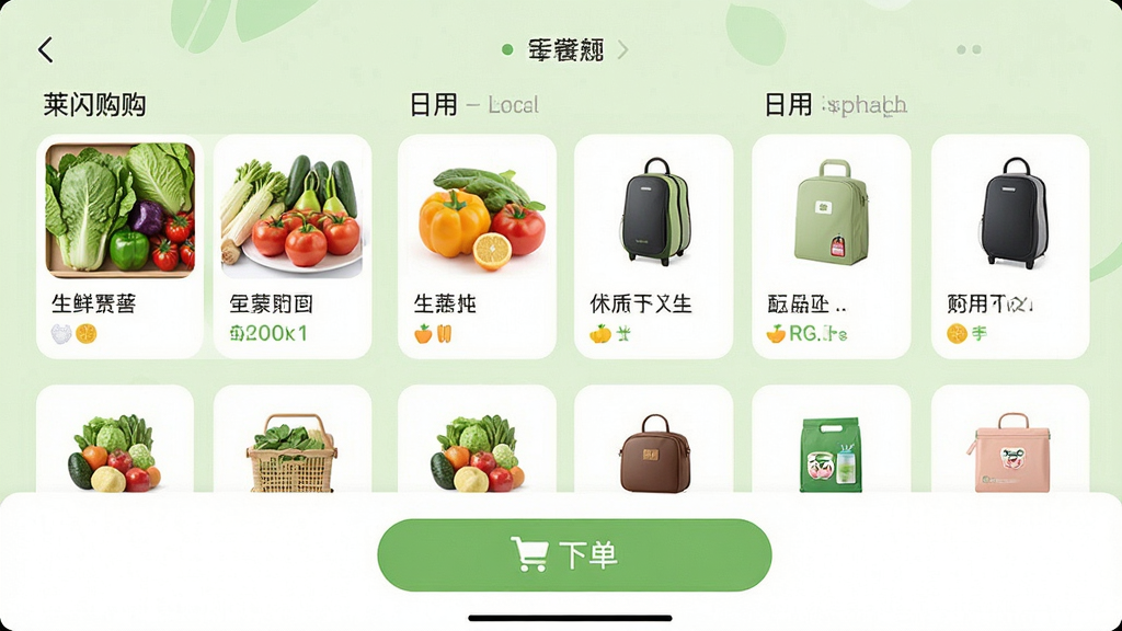 ������Ӧ�ý����ͼ����������չʾ���ʹ�����������Ʒ�����б����ײ�����Ŀ���µ���ť�����岼����������������ǳ��ɫ������ƽ����Ʒ��ϸ�ھ��£����廭�ʣ��ɾ��޶���Ԫ��