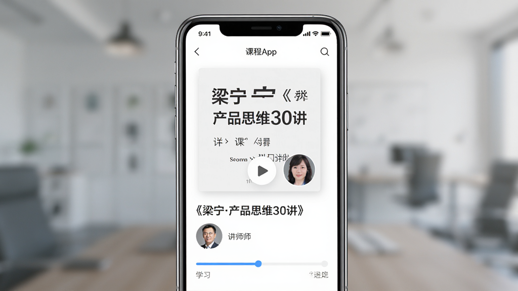 �õ�����ѧApp�γ�ѧϰ���棬����Ϊ�ֻ���Ļ����Ļ����ʾ��������Ʒ˼ά30�����γ̷���Ͳ��Ű�ť������Ϊ����չʾ���Ű�����������Լ����ϸ�ڰ����γ̱��⡢��ʦͷ��ѧϰ�����������ʸ��壬�ɾ����޶���Ԫ��