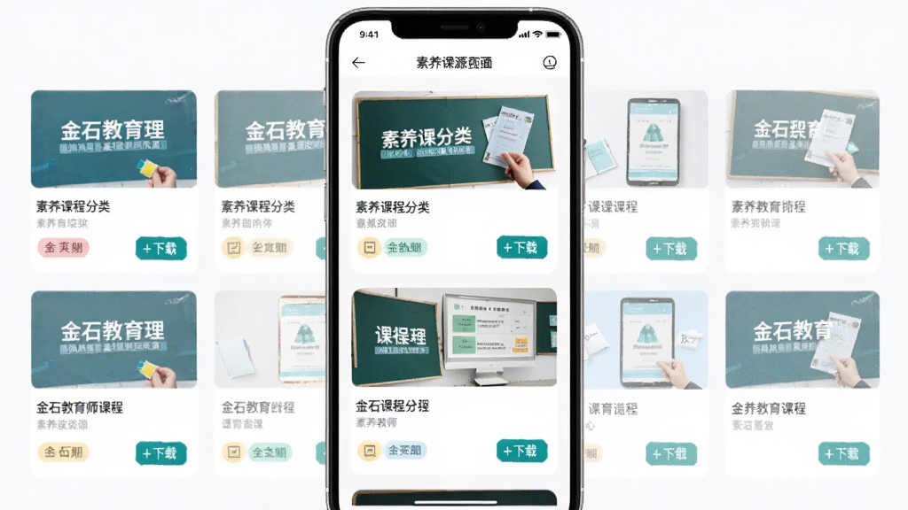 ��ʯ������ʦ�˿γ���Դҳ�棬����Ϊ�ֻ���Ļ��ʾ�����γ̷�����μ�����ͼ������Ϊ����״���У��Ű��������ۣ����Ϊ������App��Ƭʽ��ƣ�ϸ�ڰ����γ̷��桢��ǩ�����ذ�ť�����ʸ��壬�ɾ����޶���Ԫ��