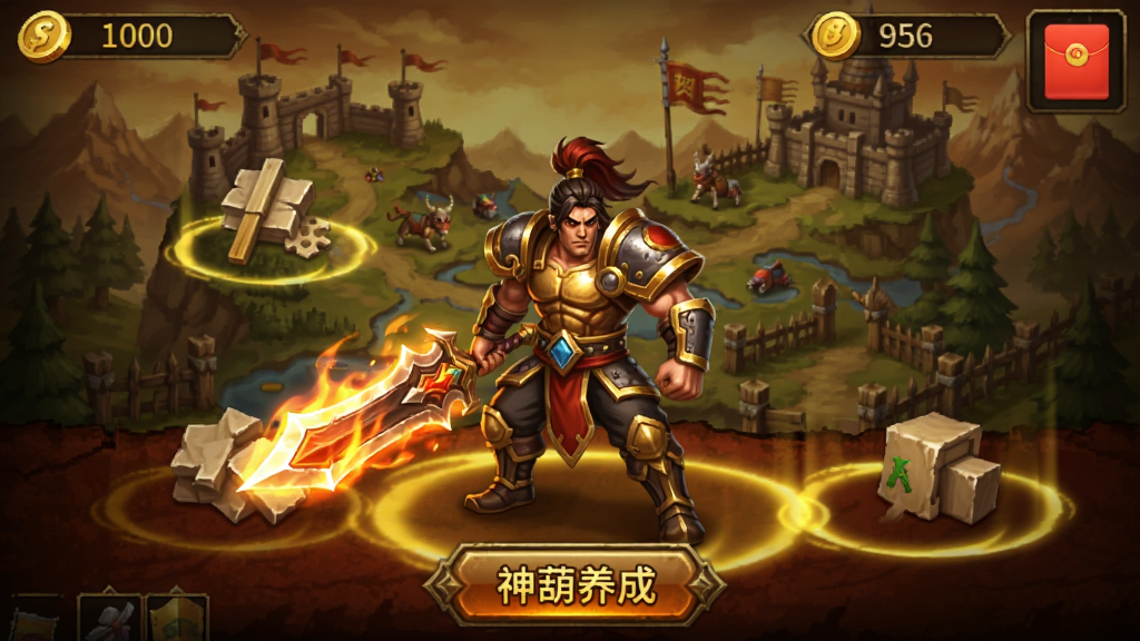 ����������Ϸ�������ͼ����������չʾ��ְҵսʿ��ɫ�ֳַ��������������Ǿ��䴫�����ͼ�����ֲܷ��Զ�ʰȡ�ͷ�Χʰȡ�Ĺ�Ч����Ļ�Ϸ���ʾ���������ͺ��ͼ�꣬�����·������������ڰ�ť������ɫ���Խ�ɫ�Ͱ���ɫΪ������񸴹���Ѫ��ϸ�����������ʸɾ����޶���Ԫ��