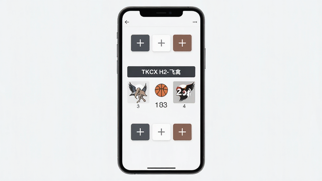 TKCX H2-飞禽 比分记录页面 手机屏幕中央显示篮球比分 上下方为加减按钮 背景干净 排版居中 风格简约 细节清晰 画质干净 无多余元素
