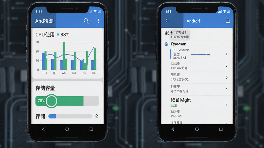��׿IOS�豸��������������չʾ������Ϊ�ֻ���Ļ��ʾӲ����������뱸��¼�б�������Ϊ���ҷ������Ű������������Ƽ��У�ϸ�ڰ���CPUʹ����ͼ���ʹ洢�����������ʸ��壬�ɾ����޶���Ԫ��