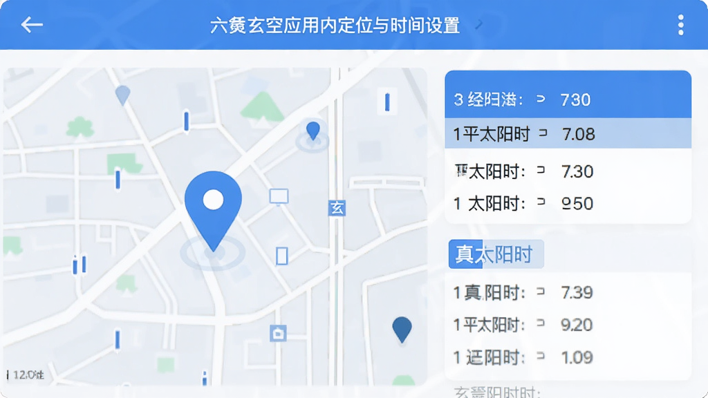 ��س����Ӧ���ڶ�λ��ʱ�����ý��棬��ͼ����һ����λ��ǣ��Ա���ʾ���ȡ�γ�ȡ�ƽ̫��ʱ����̫��ʱ���ݣ�������Ϊ�ִ���Լ����ɫ����ɫ�Ͱ�ɫΪ�������ֹ��������������ɾ�