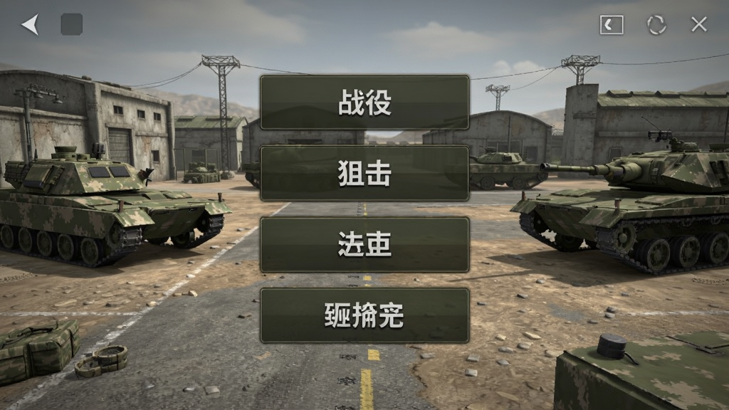 Fps Commando Shooting ��Ϸ�������ͼ����������չʾս�ۡ��ѻ���̹�ˡ���ʬ�ĸ�ģʽ��ڰ�ť������Ϊдʵ���»��س������ɾ����࣬�޶���Ԫ�أ����廭��