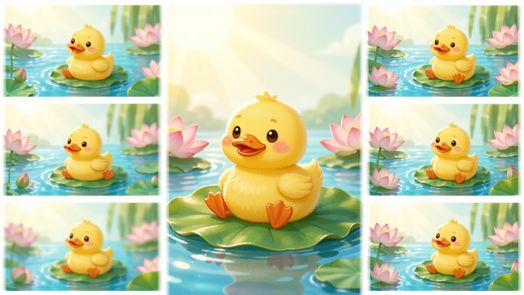 �������ƹ���Ѽ��������һֻ�ɰ���ɫСѼ���ں�Ҷ�ϣ�����Ϊ�ֻ���ֽԤ�����棬�Ű����չʾ����Ѽ�ӱ�ֽ����ͼ���������������ͨ��ϸ�ڰ���ˮ���ơ���ɫ�ɻ���������⣬���ʸ���ɾ��޶���Ԫ��