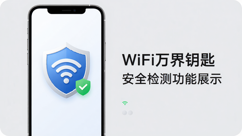 WiFi���Կ�װ�ȫ��⹦��չʾ������Ϊ�ֻ���Ļ�ж���ͼ����WiFi�źţ��������ͼ���Ҳ����֣��Ű����룬���Ϊ����ǳɫ����磬ϸ�ڰ�����ɫ��ȫ��ʶ���ɫ���������ʸ��壬�ɾ����޶���Ԫ��