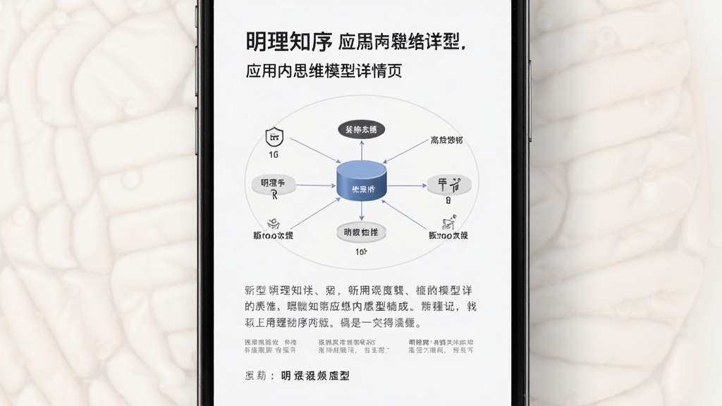 明理知序应用内思维模型详情页,主体为手机屏幕展示模型图解和文字说明,布局居中对齐,排版清晰,风格简约商务,细节包含浅色背景和深色文字,画质高清,干净,无多余元素