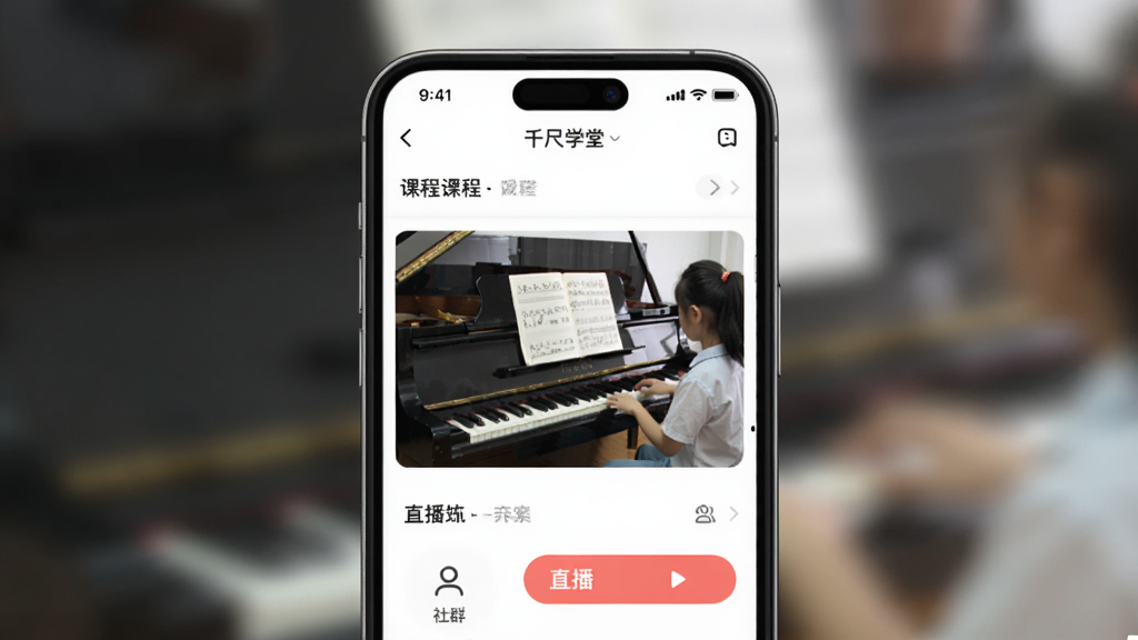 ǧ��ѧ��APP����չʾ������Ϊ�ֻ���Ļ����ʾ���ٿγ�ʦ���������棬����Ϊ�����ֻ�ģ�ͣ��Ű��࣬���Ϊ�ִ�������APP���棬ϸ�ڰ����γ��б���ֱ����ť����Ⱥ��ڣ����������ɾ��޶���Ԫ��