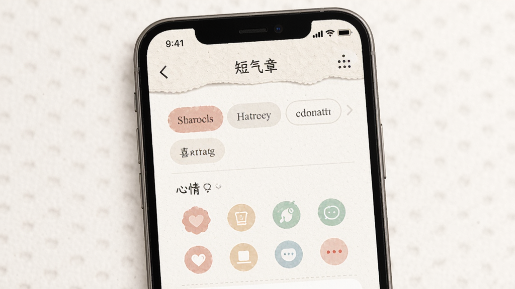 ϲ������ϲϻҳ�棬�������ֻ���Ļ����Ļ����ʾ���±༭���棬�б�ǩѡ����������ͼ�꣬���־��У��Ű����ʣ�����������˷磬ϸ����ֽ�������������ɫ�������������ɾ����޶���Ԫ��