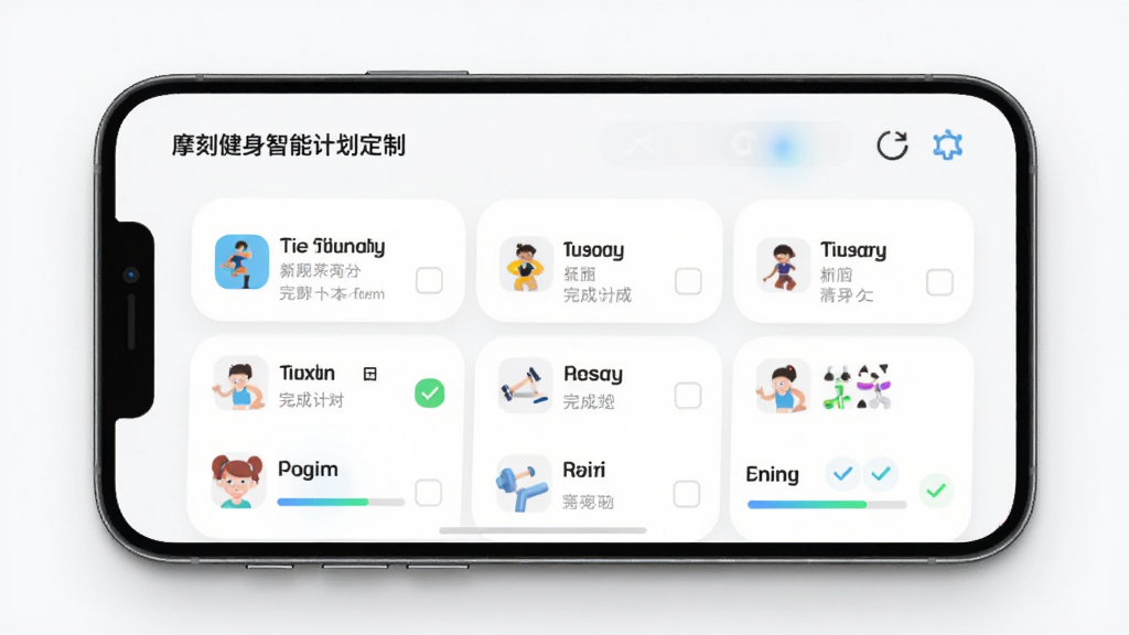 Ħ�̽������ܼƻ�����ҳ�棬����Ϊ�ֻ�����չʾһ��ѵ�����ű�������Ϊ���½ṹ���Ű������ˣ����Ϊ��ˬ�Ƽ��У�ϸ�ڰ���ÿ��ѵ����Ŀͼ�ꡢ���״̬��ѡ�ͽ������������������ɾ����޶���Ԫ��