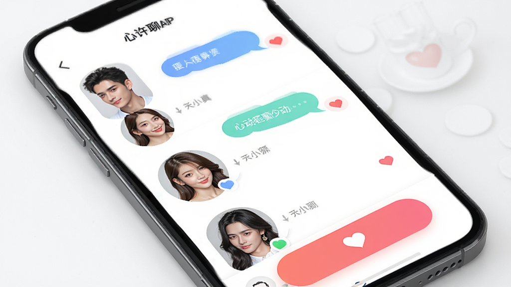 ������APP����չʾ���ֻ���Ļ����ʾ����ֵ������Ůͷ���б����Ķ�ƥ�䰴ť������Ϊ�����ֻ����棬�Ű�������������ִ����£�ϸ�ڰ������������밮��ͼ�꣬���ʸ��壬�ɾ��޶���Ԫ��