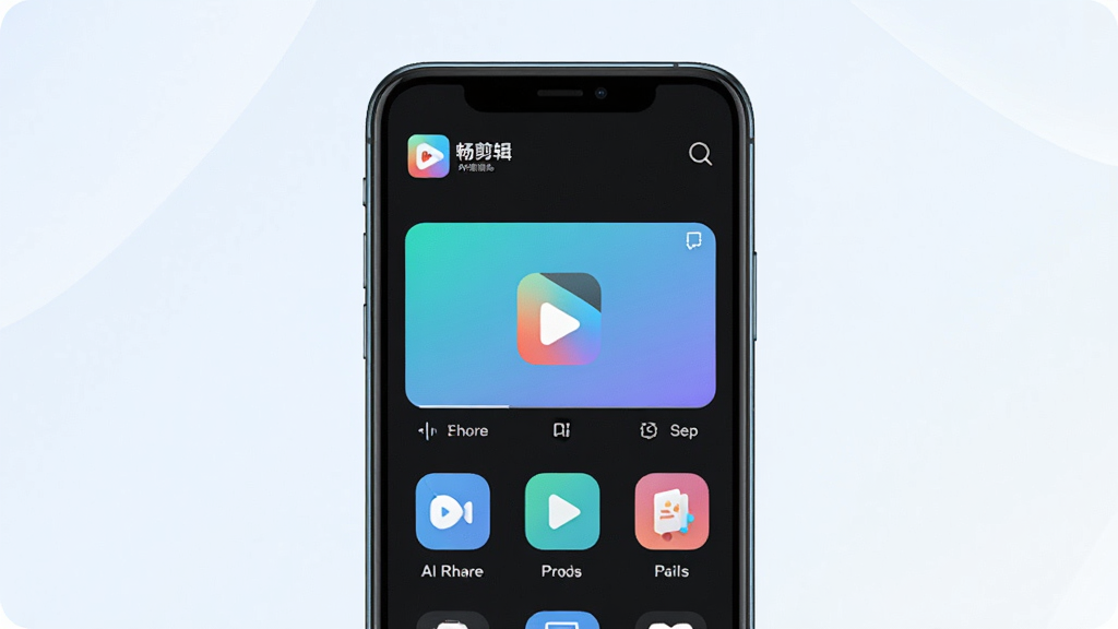 ������APP����չʾ������Ϊ�ֻ���Ļ��ʾAI��Ƶ���ɹ��ܣ�����Ϊ���з����ֻ�������Ϊ���ǳɫ���䣬���Ϊ�Ƽ��б�ƽ����ƣ�ϸ�ڰ����������������ֱ�ʶ�Ͷ������ͼ�꣬���������ɾ����޶���Ԫ��