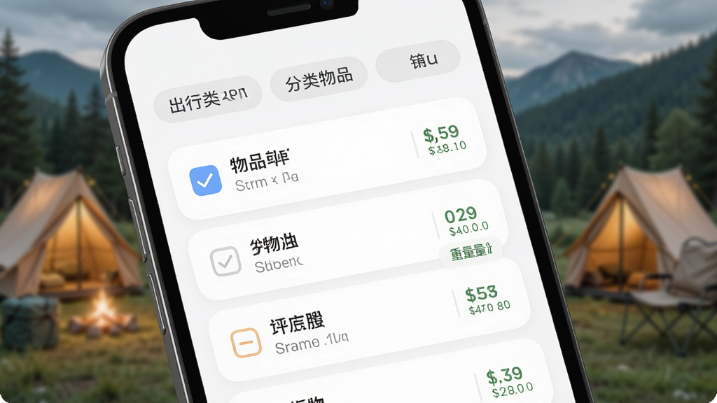 �˳���APP�����嵥����չʾ¶Ӫ�嵥��ѡ״̬,����Ϊ�ֻ���Ļ�е��嵥�б�,����Ϊ�����������ͱ�ǩ���·�������Ʒ��,�Ű�����,���Ϊ���Բ�ǿ�Ƭʽ,ϸ�ڰ�����ѡ����Ʒ���ơ�������ע,���ʸ���ɾ��޶���Ԫ��