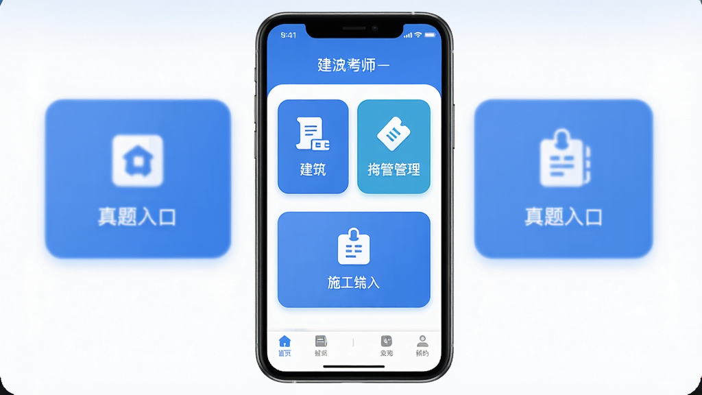 ��������ʦ����App��ҳ����չʾ������Ϊ�ֻ���Ļ����Ļ����ʾ���������桢ʩ��������Ŀ���࿨Ƭ��������ڣ�����Ϊ�����ֻ�����ͼ���Ű������������Ϊ��ƽ��������App��ƣ�ϸ�ڰ�����ɫ��ɫ������ɫ������ͼ��Բ�ǡ��ײ������������ʸ���ɾ��޶���Ԫ��